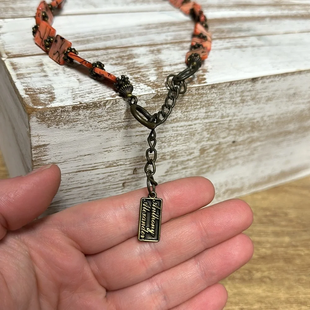 Anthony Alexander one of a kind vintage coral orange shell necklace - Picture 5 of 6